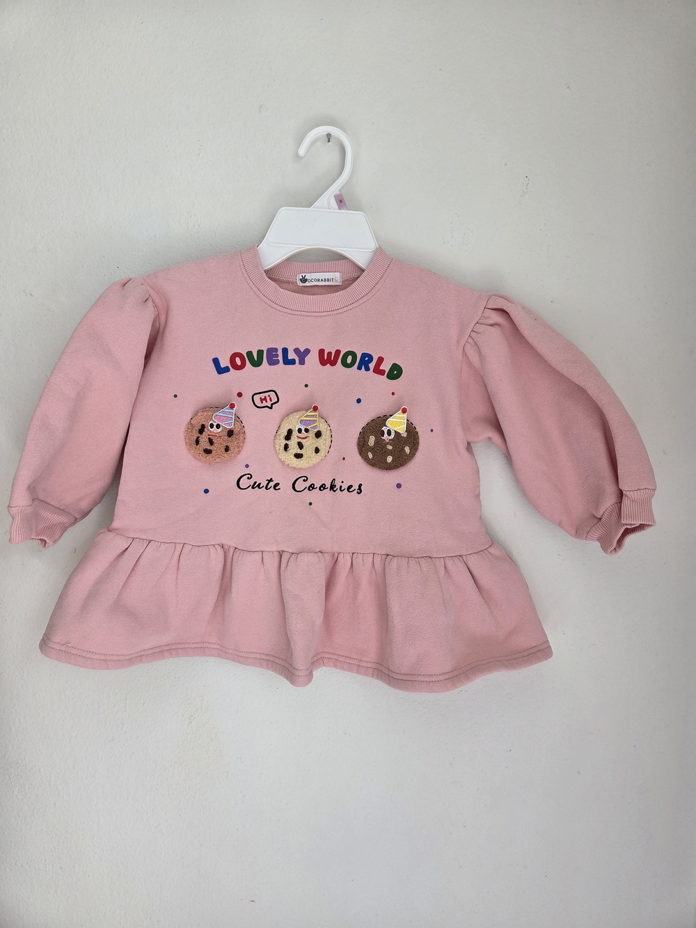 Abella Pink 'Lovely World' Peplum Sweatshirt for Kids